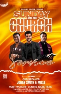 Red Maximalist Church Sunday Service Ad Half Page Wide template