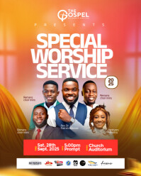 Red Maximalist Church Worship Flyer  Instagram Portrait template
