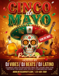 Red Maximalist Cinco de Mayo Celebration Flyer template