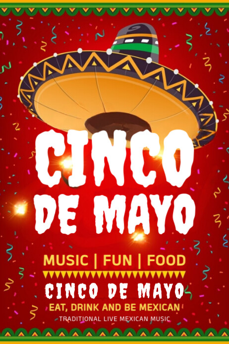 Red Maximalist Cinco De Mayo Party Flyer Poster template