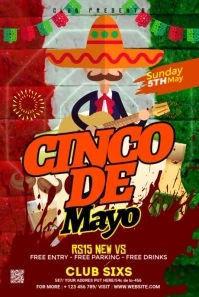 Red Maximalist Cinco De Mayo Pinterest Graphic template