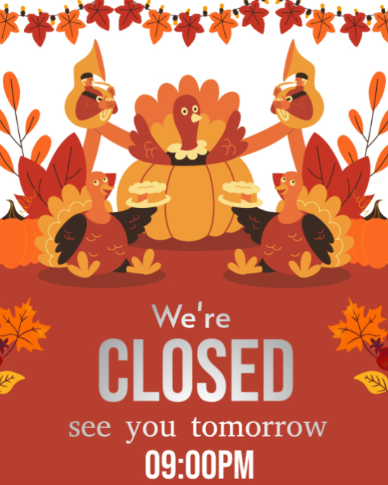 Thanksgiving Closure Announcement Template | PosterMyWall