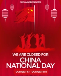 Red Maximalist Closed For  China National Day Instagram Portrait template