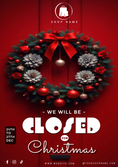 Red Maximalist Closed For Christmas A4 template