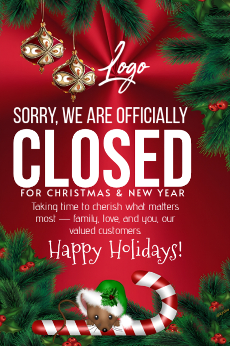 Holiday Closure Announcement Template | PosterMyWall