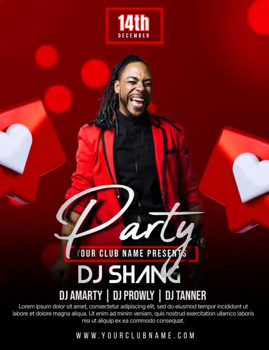 Red Maximalist Club Night Party  Flyer (us Le template