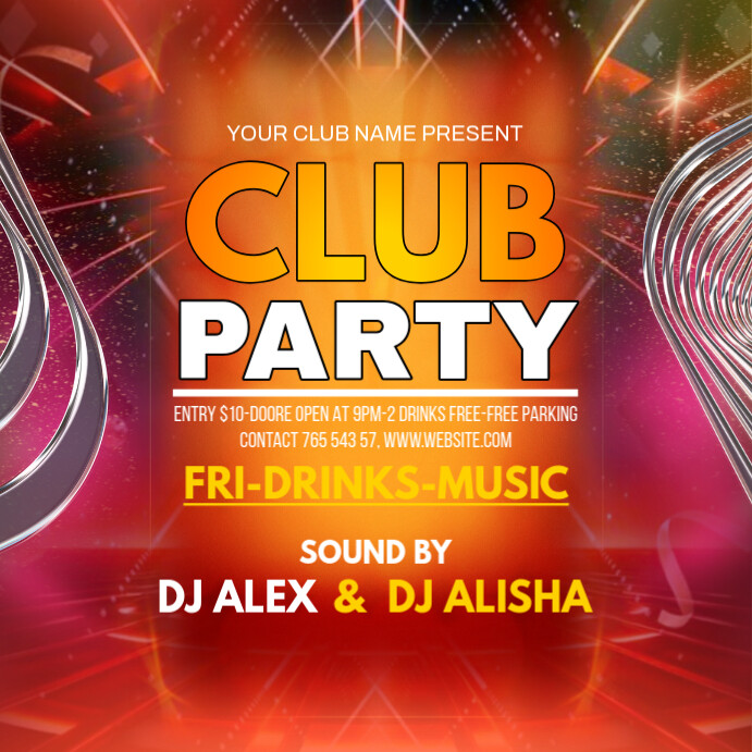 Copy of Red Maximalist Club Party Flyer Instagram Post | PosterMyWall