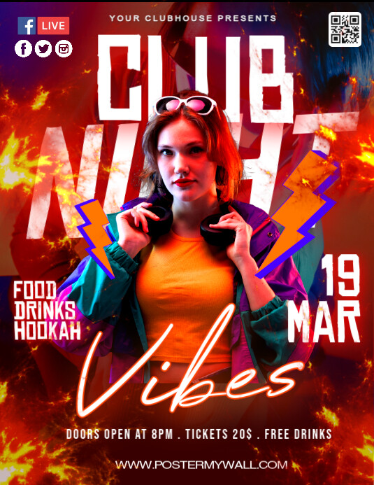 Copy of Red Maximalist Club Party Vibes Flyer (us Letter) | PosterMyWall