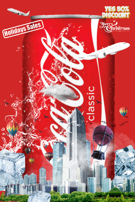 Red Maximalist Coca Cola Editable Design Template  Poster