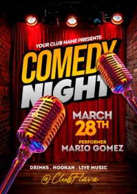 Red Maximalist Comedy Night A5 template