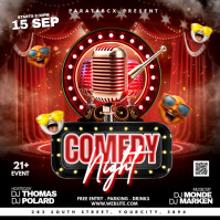Red Maximalist Comedy Night Standup Premium Ad Instagram Post Instagram-opslag template