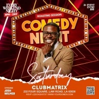 Red Maximalist Comedy Nights Square (1:1) template