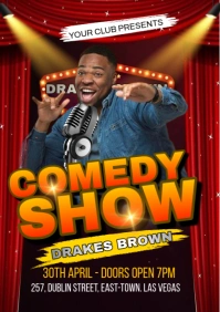 Red Maximalist Comedy Show  A5 template