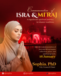 Red Maximalist Commemoration Of Isra And Mi’raj Instagram Portrait template