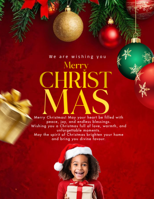 Szablon Red Maximalist Company Christmas Wishes Flyer (us Letter ...