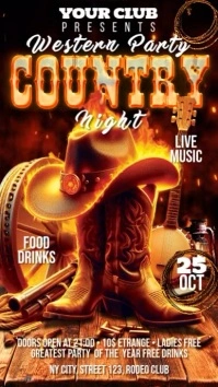 Red Maximalist Country Night Digital Display (9:16) template