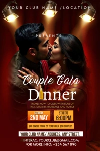 Red Maximalist Couple Gala Dinner Pinterest Graphic template