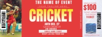 Red Maximalist Cricket Ticket Facebook Cover Photo template
