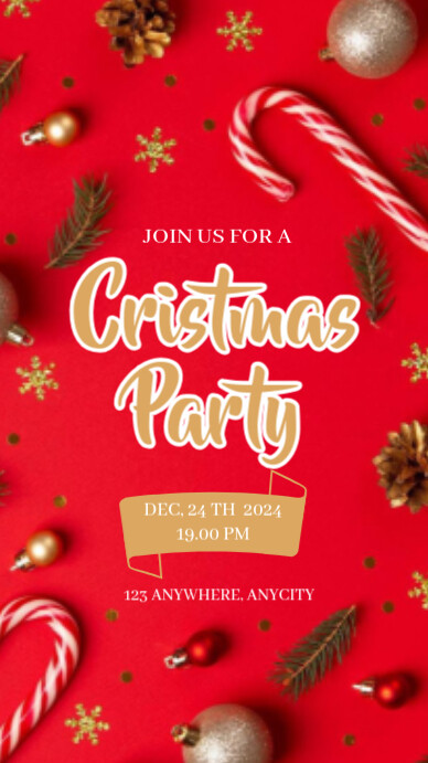 Red Maximalist Cristmas Party Instagram Story Template | PosterMyWall