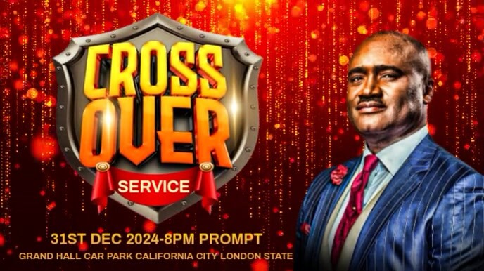 Red Maximalist Cross Over Service Invitation Template Digital Display (16:9)