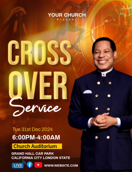 Red Maximalist Cross Over Service Invitation Template Design Flyer (us Letter)