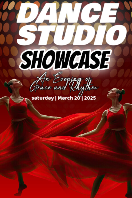 Red Maximalist Dance Studio Showcase Poster template
