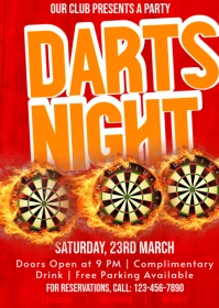 Red Maximalist Darts Tournament Flyer A6 template