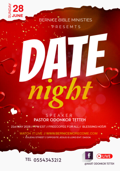Red Maximalist Date Night Flyer A4 Template | PosterMyWall
