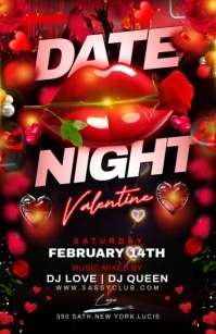 Red Maximalist Date Night Party Half Page Wide template