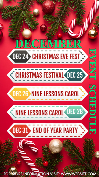 Red Maximalist December Event Schedule  Instagram Story template