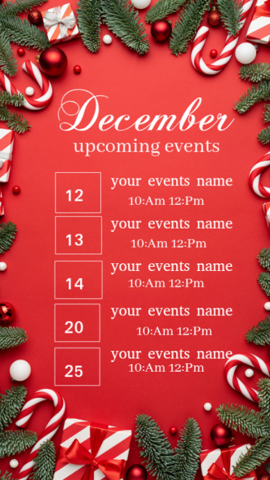 Red Maximalist December Upcoming Events  Instagram Story template