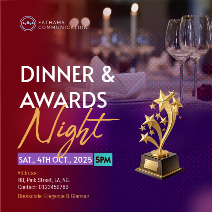 Red Maximalist Dinner & Award Night Instagram Post Template | PosterMyWall