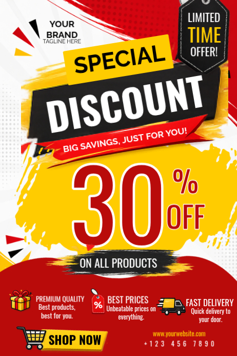 Red Discount Promotion Posters Template | PosterMyWall