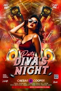Red Maximalist Divas Night Party Flyer Poster Iphosta template
