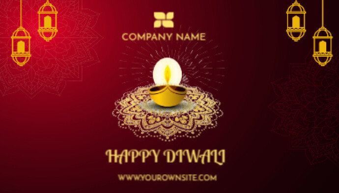 Red Maximalist Diwali Card Template With Customizable Text And Festive Illustrations Business Card Visitenkarte