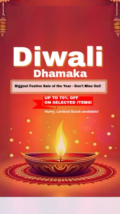 Red Maximalist Diwali Greetings Design  Instagram Reel template