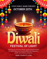 Red Maximalist Diwali Light Festival Instagram Portrait template