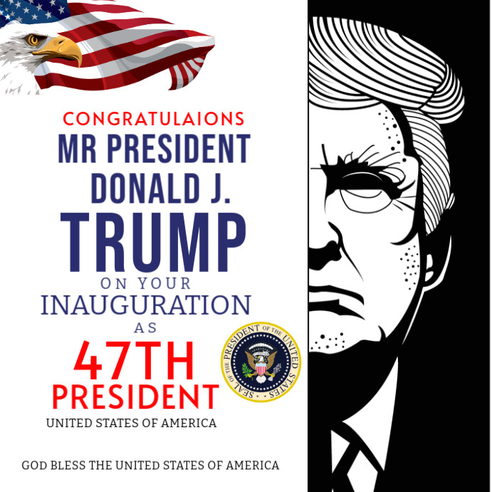 Plantilla de Red Maximalist Donald Trump Inauguration Instagram Post ...