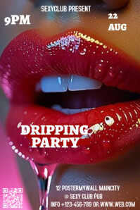 Red Maximalist Dripping Party  Poster template