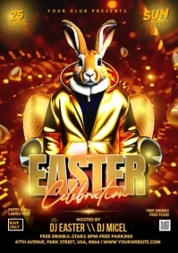 Red Maximalist Easter Celebration Video Flyer A4 template
