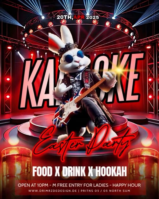 Red Maximalist Easter Karaoke Instagram Portrait template