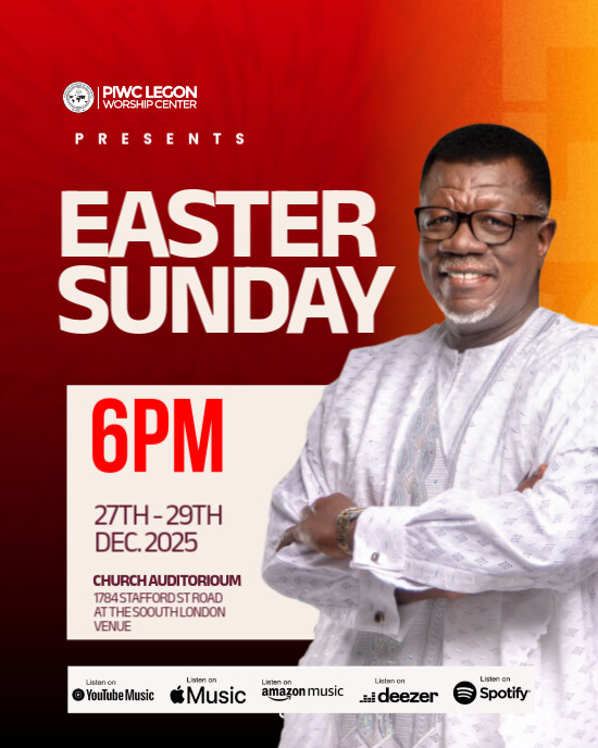 Red Maximalist Easter Sunday Service  Instagram Portrait template