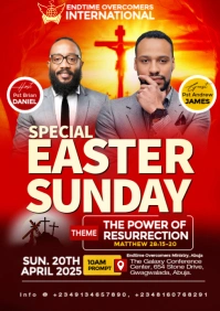 Red Maximalist Easter Sunday Worship A5 template