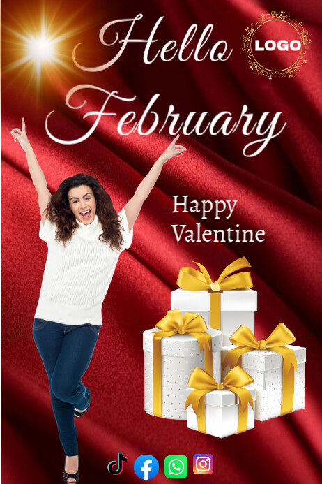 Red Maximalist Editable Beautiful New Month Greet Poster template