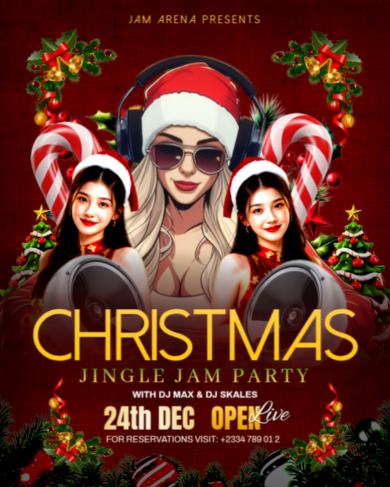 Plantilla de Red Maximalist Editable Christmas Party Template | Free ...