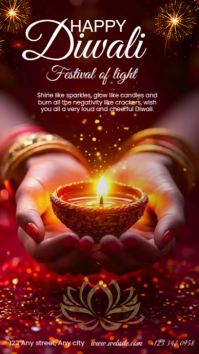 Red Maximalist elegant happy diwali Instagram Story template