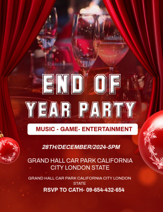 Red Maximalist End Of The Year Party Invitation Template Flyer (us ...