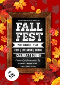 Red Maximalist Fall Fest Flyer  A3 template