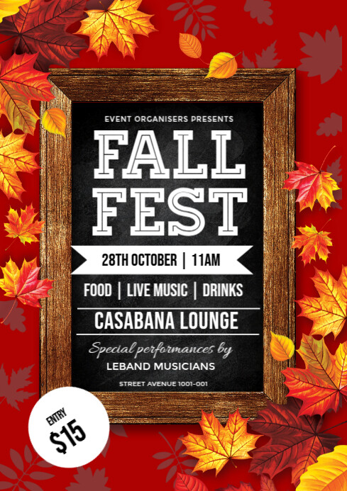 Red Maximalist Fall Fest Flyer  A3 template
