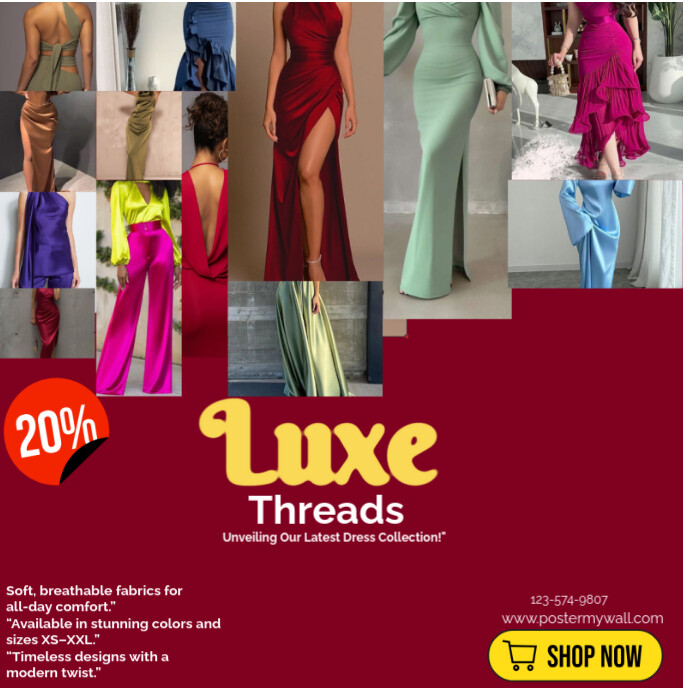 Red Maximalist Fashion Design, Boutique Flayer  Album Cover template